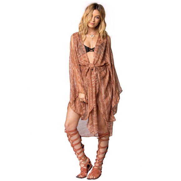 FREE PEOPLE Bodega Snake Printed Kimono Duster NWT - Picture 3 of 8